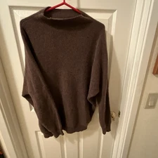 Saks Fifth Avenue Oversized Brown Heather Batwing Cashmere Sweater-Large VGUC