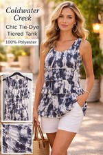 Coldwater Creek Black White Tie-Dye Tiered Sl...