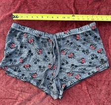 Disney Minnie Mouse Sleep Shorts L 12  14 Gray Red Bows