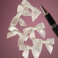 Mini White Satin Bows - 1 3/8 X 1 - 50 Pack on sale Mini White Satin Bows - 1 3/8 X 1 - 50 Pack on sale