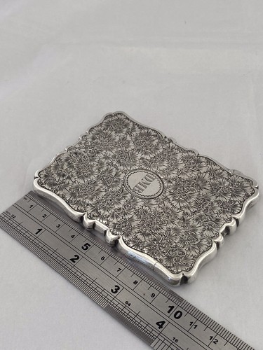Astuccio porta biglietti argento sterling BIGLIETTI DA VISITA 1876 Birmingham ELKINGTON antico - Foto 5 di 11