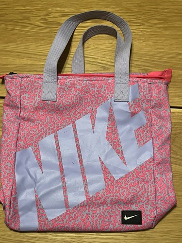 Vintage NIKE Logo Graphic Zippered Pink Gym Sports TOTE BAG See Photos