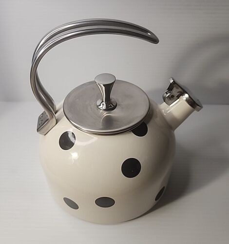 Kate Spade Whistle While You Work Deco Dot Black Polka Dot Teapot. - Picture 5 of 9