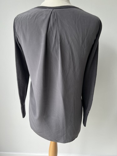 The White Company grau 100 % Seide Rückenteil & 100 % Merinowolle Pullover Oberteil Small - Bild 3 von 4