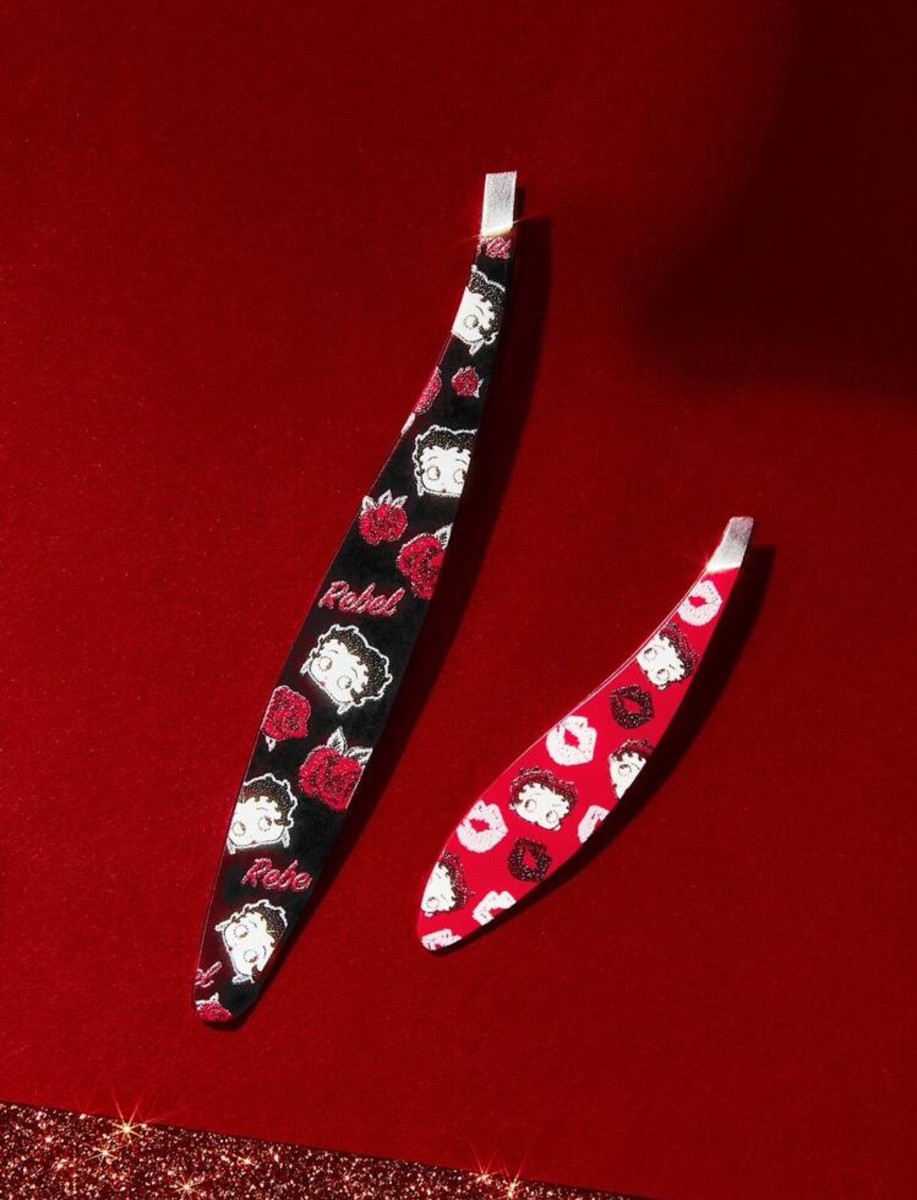 Betty Boop Stainless Steel Tweezers Eyebrow Tweezer Set of 2 Red