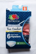 Fruit Of The Loom Girls' True Comfort 360 Stretch Hipster DH3 Multicolor 8 NWT