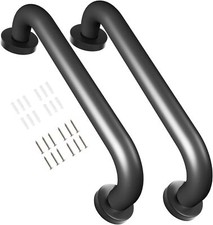 Safety Handle Bar Iron Outdoor Deck Rail 12", Black