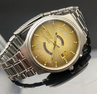 Vtg Rare Orient College 90s Perpetual Multi Year Calendar Mens Watch Automatic