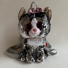 Ty Fashion Beanie Boo Kiki Color Change Sequin Cat Backpack Black  Silver