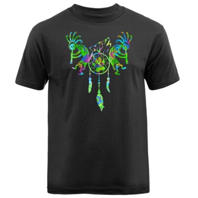 Kokopelli Duo Dreamcatcher Feathers Tribal Native American T-shirt