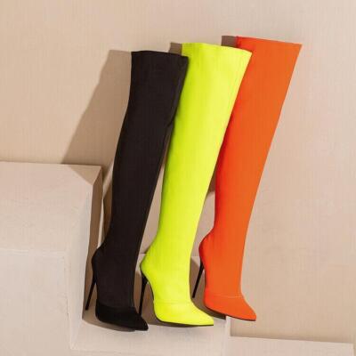 Women's Fashion Super High Heel Pointed Toe Stretch Thigh High Boots Over Knee