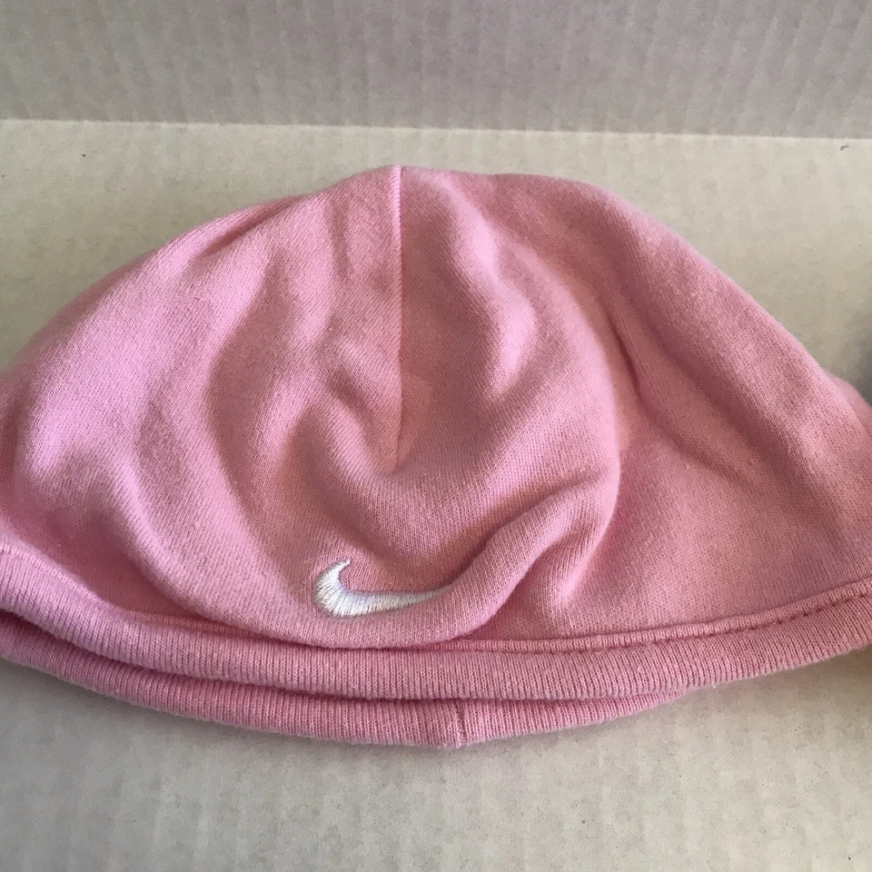 Lote de 2 chapéus gorro de algodão roxo rosa bebê meninas Nike - Imagem 3 de 4