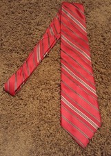 Brooks Brothers Basics Reds, Grays, 100% Silk Striped Tie Made in the USA EUC