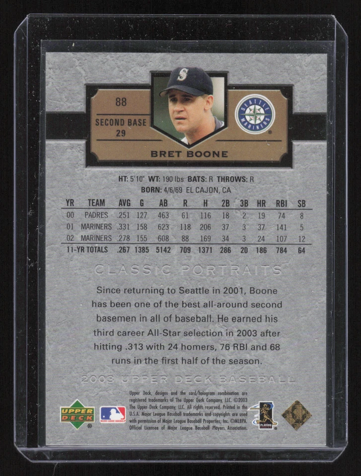 2003 Upper Deck Classic Portraits #88 Bret Boone #'d /25 - Image 2 of 2