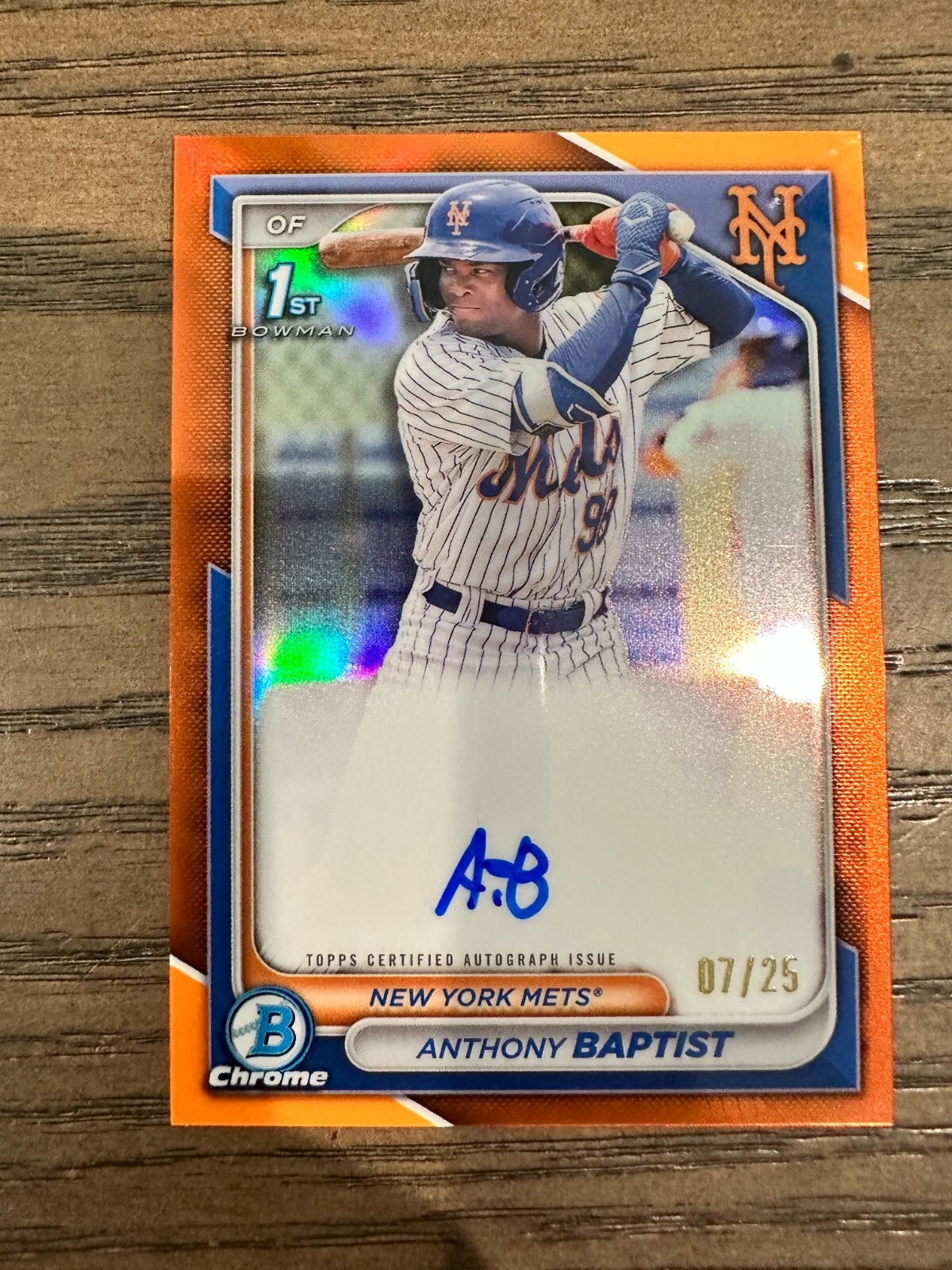 2024 Bowman Chrome 1st Anthony Baptist /25  True Orange Auto NY Mets #CPAAB