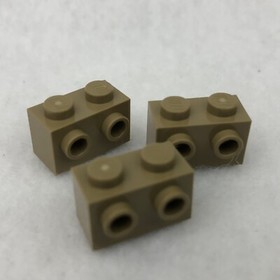 LEGO 52107 Dark Tan Brick, Modified 1 x 2 with Studs on Sides (x3)