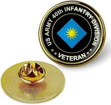 US Army 40th Infantry Division Veteran Tie Suit Shirt Lapel Pin - Gold