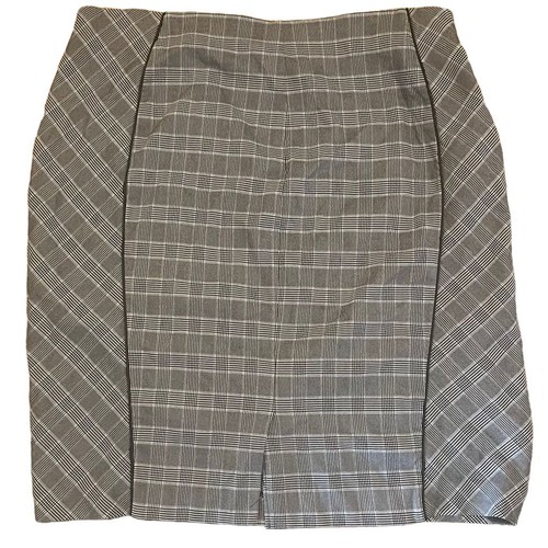 Lane Bryant Plus Size 26 Gray Plaid Pencil Skirt Leather Piping Short Women's - Picture 3 of 3