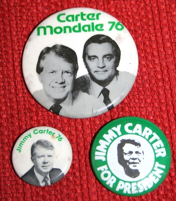 Lot of 3 JIMMY CARTER 1976 Presidential Campaign Pinback Buttons US President