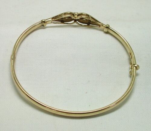 Vintage Lovely 9ct Gold Ruby And White Stone Hinge Bangle 22163 - Picture 3 of 5