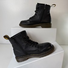 Dr. Martens 1460 J Black Patent Leather Lace Up/Zip Ankle Boots Kid s Size 3