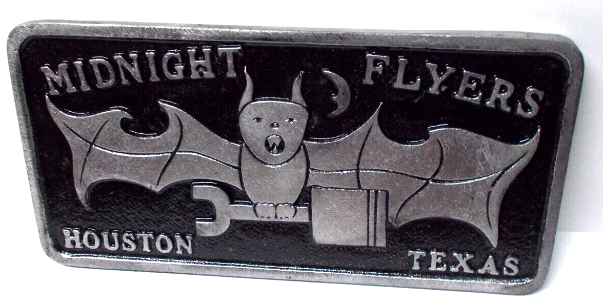 Cast Aluminum MIDNIGHT FLYERS Houston Texas Car Club Plaque