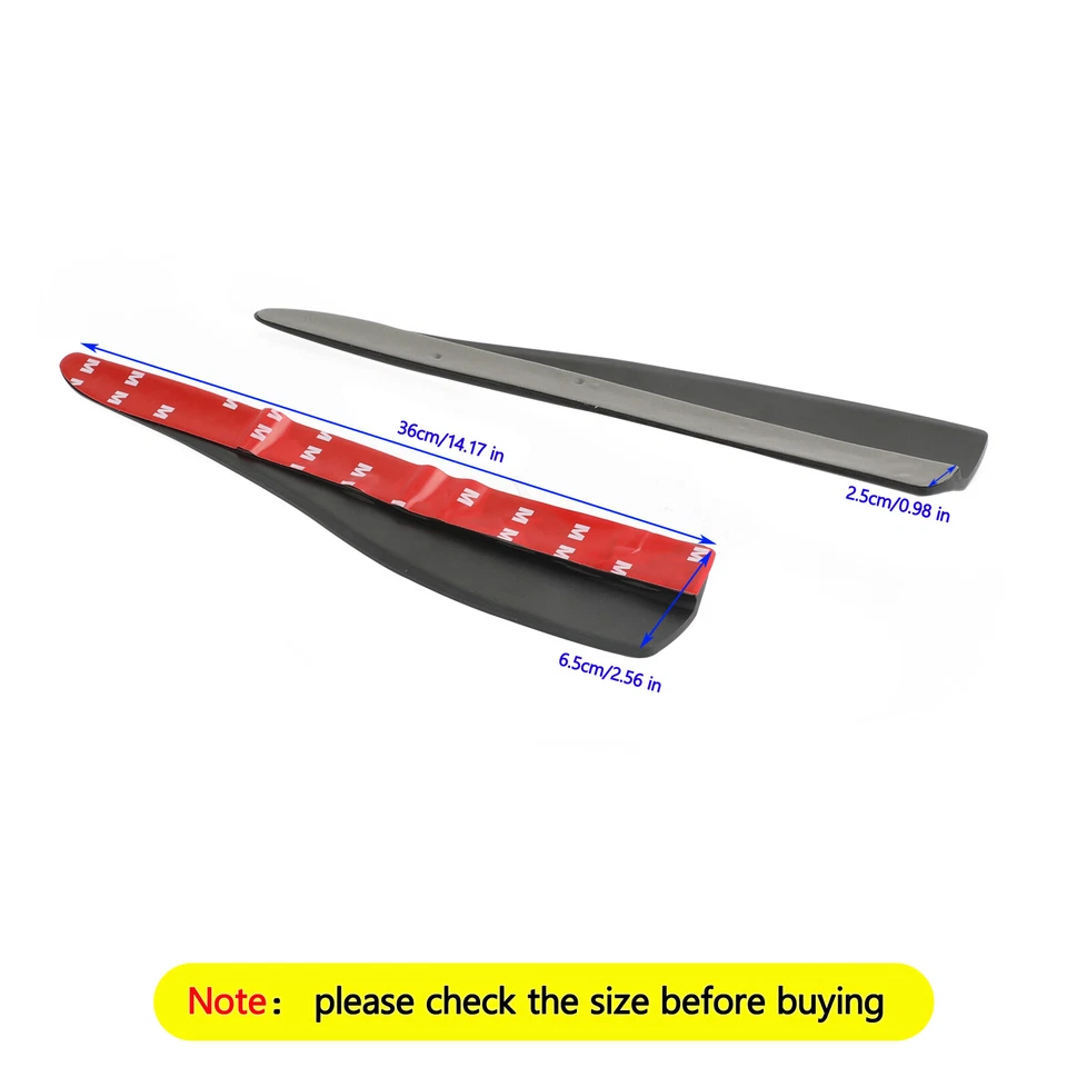 2pcs 36cm Rubber Car Front Rear Bumper Lip Anti-collision Strip Carbon Fiber H1 - Image 4 of 4