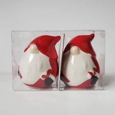 Gnome Salt & Pepper Shakers Christmas Santa NIB Old East Main Co Gnomes Pair
