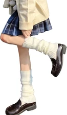Y2K Knit Lolita Long Socks - Ankle Heap Socks Winter Harajuku Kawaii Leg Warmers