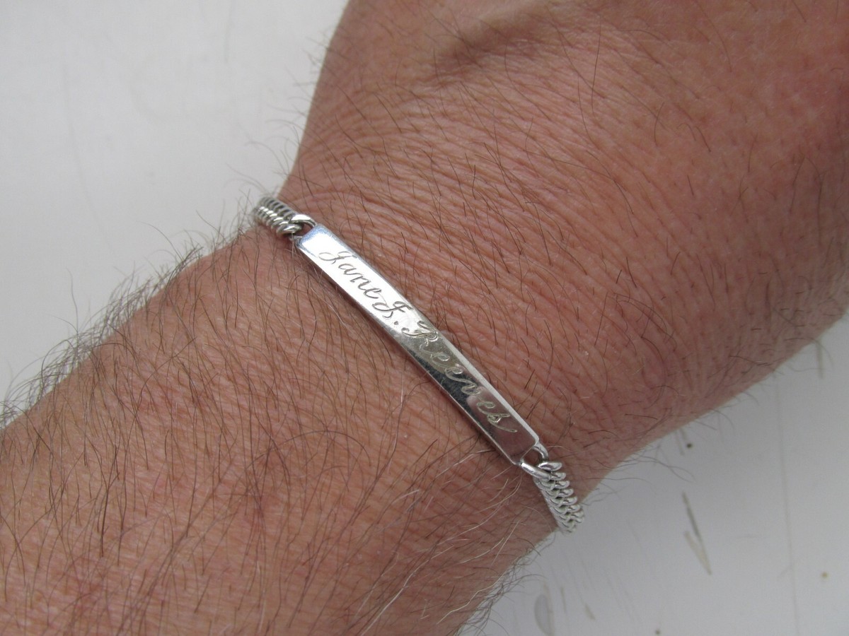 925 STERLING SILVER Name Tag Bracelet, 7