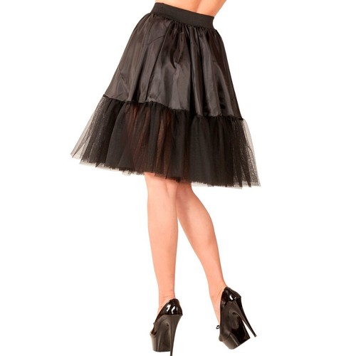 Damen-Unterrock knielang Schwarz Kostüm-Zubehör Tüllrock Rockabilly Petticoat - Bild 4 von 4