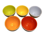 Pier 1 Tasting Dipping Angled Shape Set Of 5 Bowls White And Rainbow Colors 
