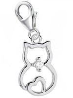 Zirkonia Katze Charm 925 Sterling-Silber Herren Damen AnhäNger FüR Armband Kater