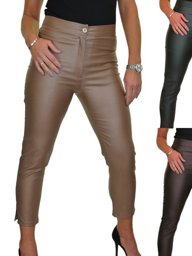 Womens High Waist Stretch Leather Look 