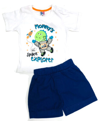 Kids 12 to 24 months dress sets with tops t-shirt and bottoms adjustable shorts 