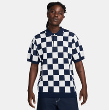 Nike Sportswear Club Checkers Polo Midnight Navy White Size Medium FN3422-410 