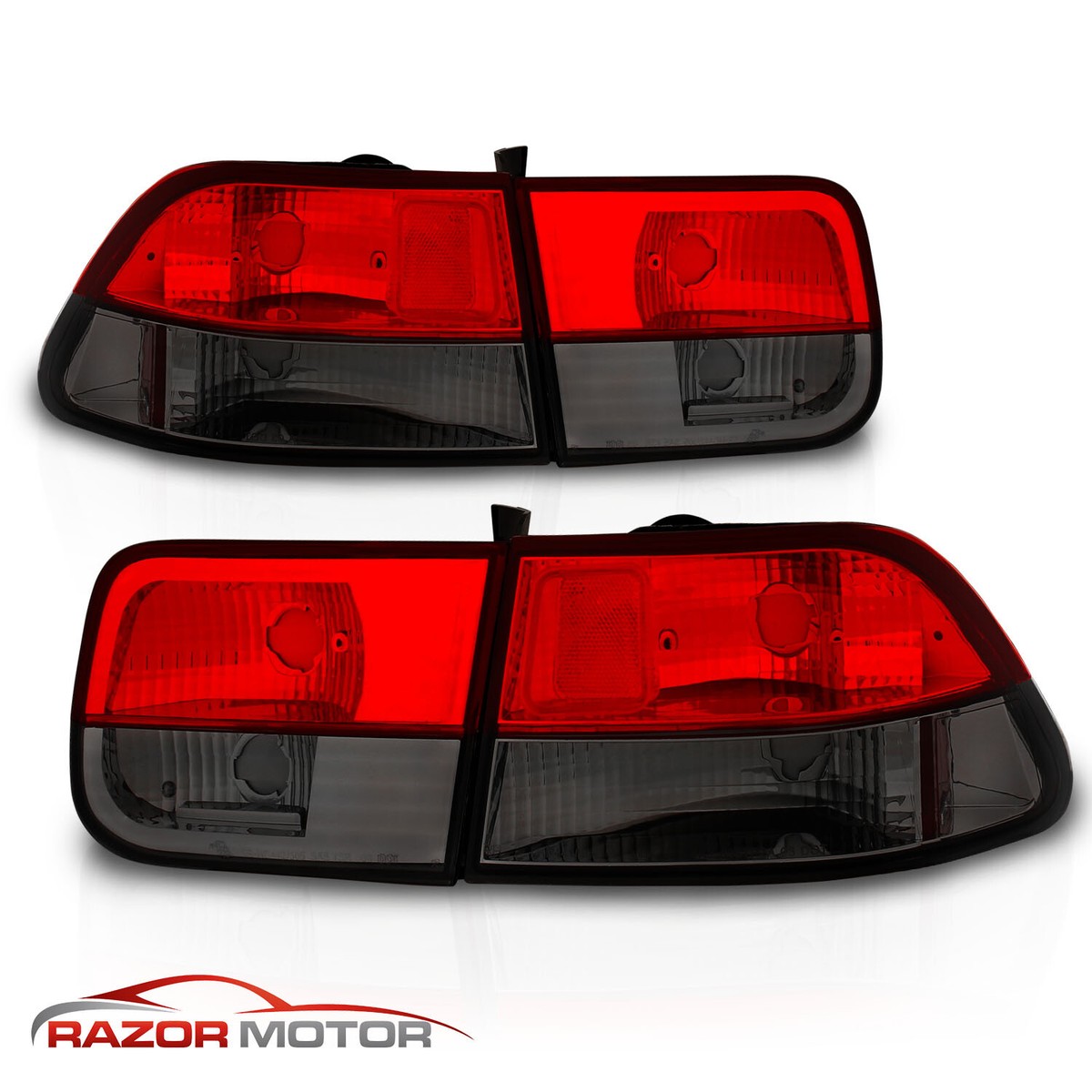 1996-2000 For Honda Civic 2DR Coupe Red Smoke Brake Tail lights
