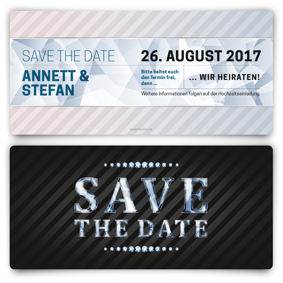 Save the Date Karten zur Hochzeit - VIP Diamant Blau - Hochzeitskarten