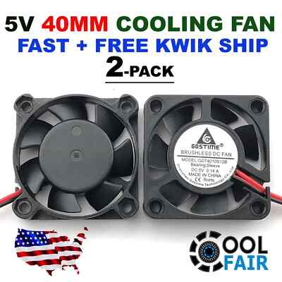 5V 40mm Cooling Computer Case Fan 4010 40x40x10mm 3D Printer 2-Pin 2-Pack C37
