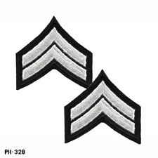 Corporal Chevron Sleeve Rank Patches, Pair ~ Black & White ~ NEW Gemsco USA
