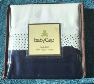 navy and white crib skirt