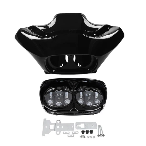 Black Inner & Outer Fairing 5.75" Headlight Fit for Harley Road Glide FLTR 98-13