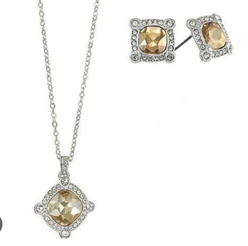 Avon Sparkling Champagne Necklace & Earrings Set