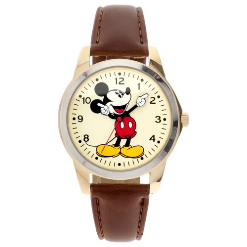 new disney mickey mouse mens watch with brown leather band