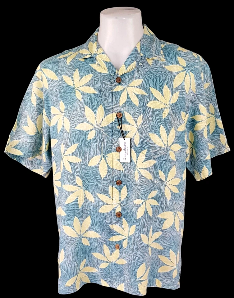 TOMMY BAHAMA RELAX Mens 100% LINEN Blue S/S LUXURY HAWAIIAN SHIRT - M - 46"-£119 - Image 4 of 4