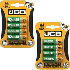 8 x JCB AA Rechargeable Batteries 2400mAh High Capacity Pre-Charged 2 x 4pks 2.29 per battery