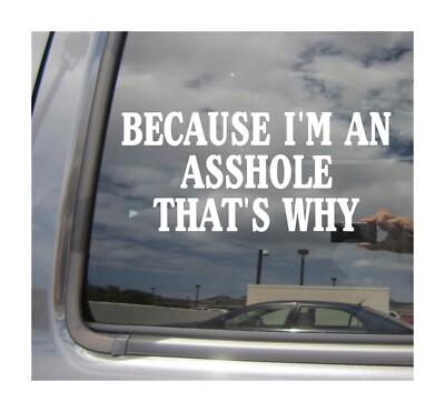 Because I'm an A$$hole That's Why - Saying Phrase Car Vinyl Decal Sticker 23021