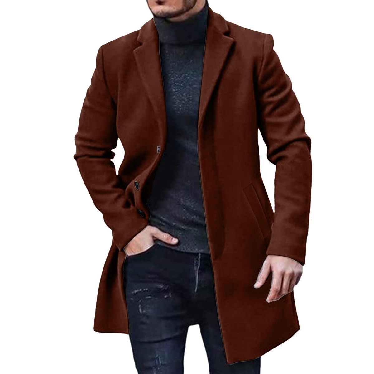Men Leather Jacket Plus Size Winter Coat Lapel Collar Long Men Leather Jacket Plus Size Winter Coat Lapel Collar Long