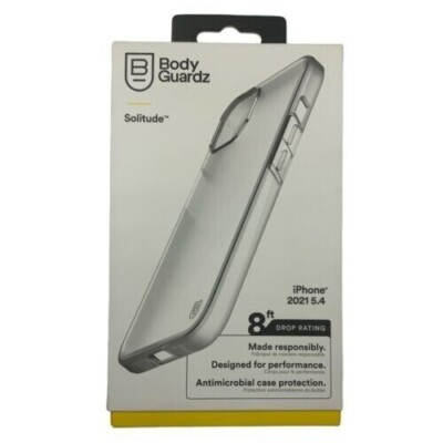 (NEW) BodyGuardz - Solitude Case for Apple iPhone 13 mini with Pureguard - Clear