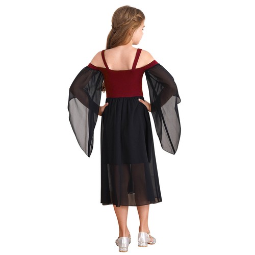 Girls Medieval Renaissance Princess Cold Shoulder Gothic Victorian Maxi AU - Picture 20 of 60